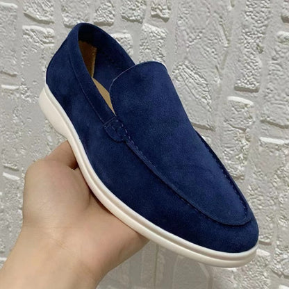 Effortless Suede Loafer for Women with Round Toe Slip On Flat Sole Casual Style