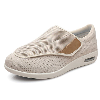 Comfortable Knit Sneaker for Women with Adjustable Strap Wide Fit Air Cushion Sole Casual Style
