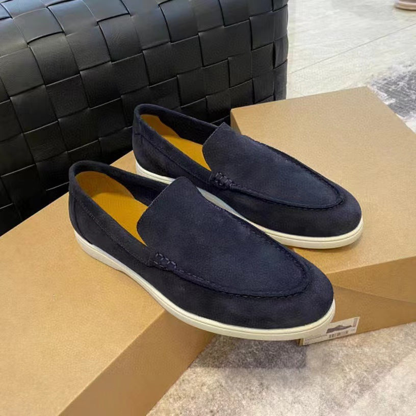Effortless Suede Loafer for Women with Round Toe Slip On Flat Sole Casual Style
