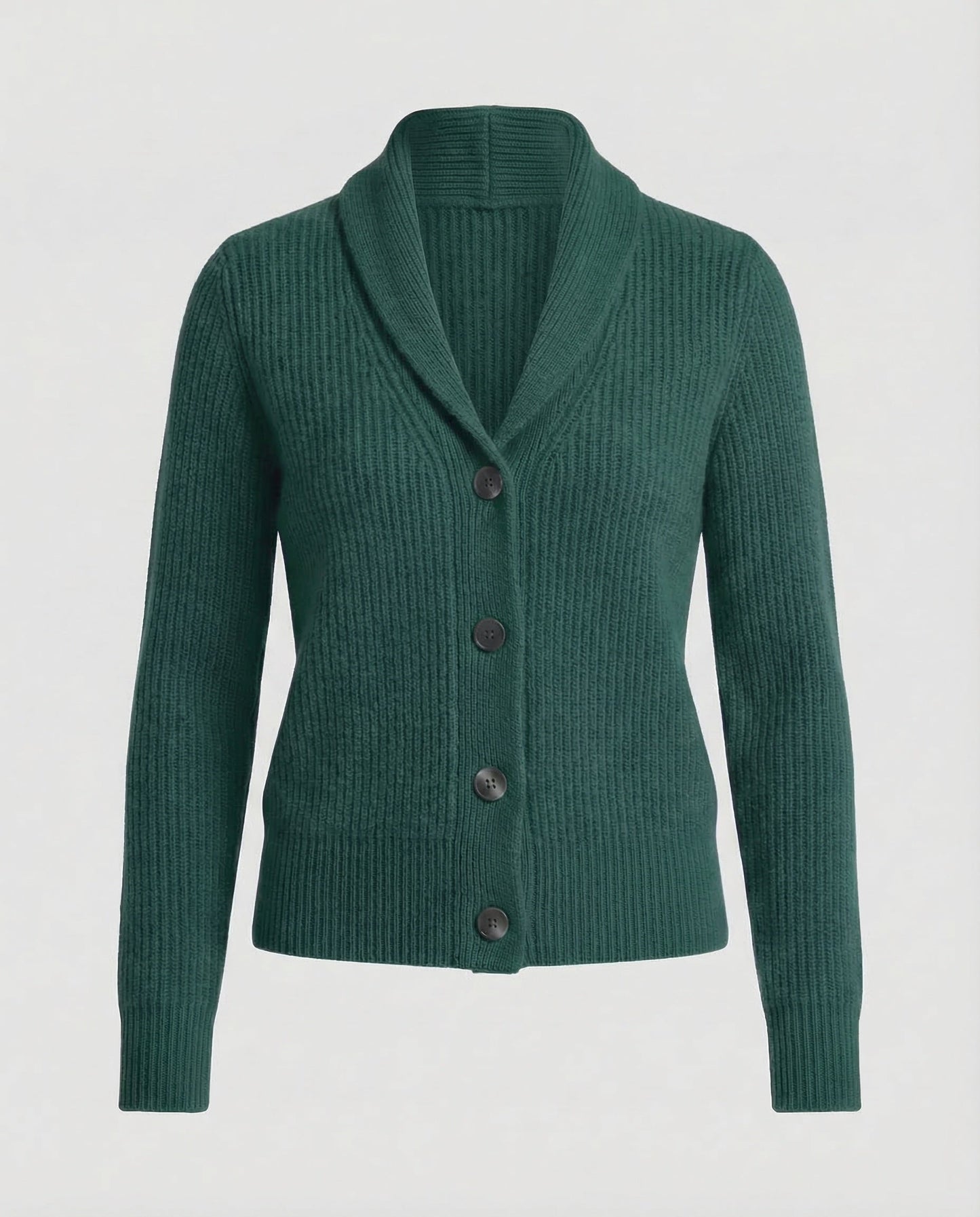 Comfortable Ribbed Knit Cardigan for Women with Shawl Collar Long Sleeve Button Front Relaxed Style