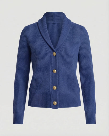 Comfortable Ribbed Knit Cardigan for Women with Shawl Collar Long Sleeve Button Front Relaxed Style
