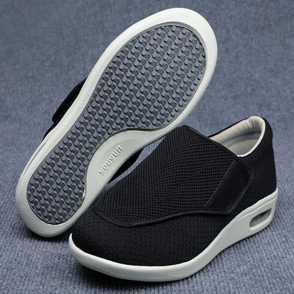 Comfortable Knit Sneaker for Women with Adjustable Strap Wide Fit Air Cushion Sole Casual Style