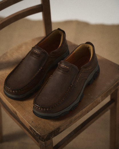 Comfortable Leather Loafer for Women with Moc Toe Slip-On Trail Sole Casual Style