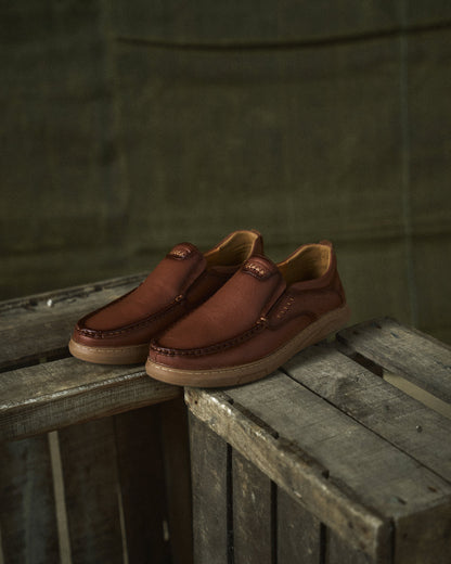 Comfortable Leather Loafers for Women with Moc Toe Slip On Rubber Sole Casual Style