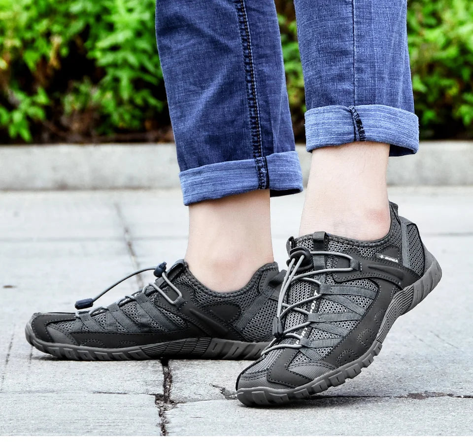 Comfortable Mesh Trail Sneaker for Women with Toggle Lace Rugged Outsole Lightweight Style