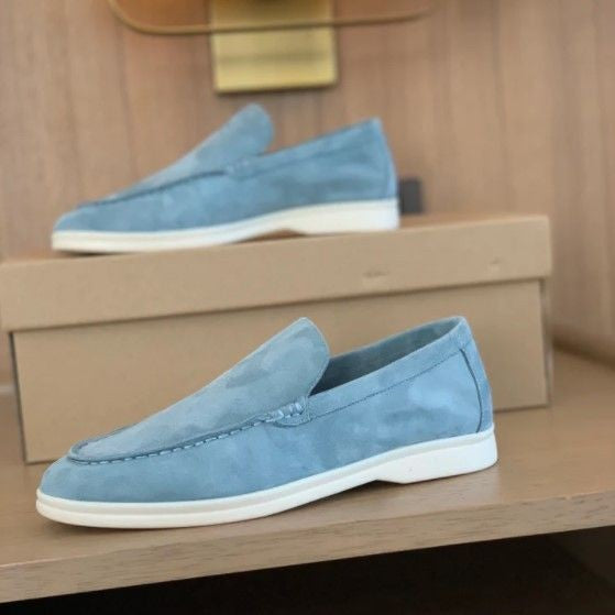 Effortless Suede Loafer for Women with Round Toe Slip On Flat Sole Casual Style