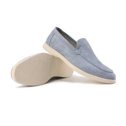 Comfortable Suede Loafers for Women with Moc Toe Slip On Elastic Gore Casual Style