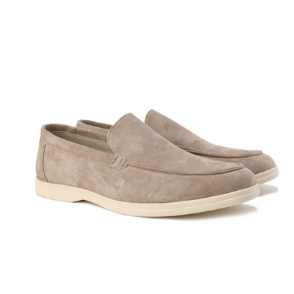 Comfortable Suede Loafers for Women with Moc Toe Slip On Elastic Gore Casual Style