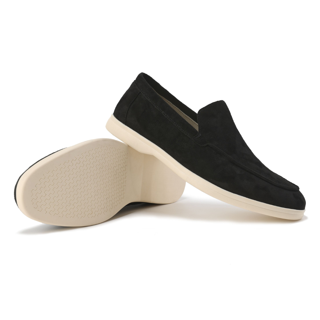 Comfortable Suede Loafers for Women with Moc Toe Slip On Elastic Gore Casual Style