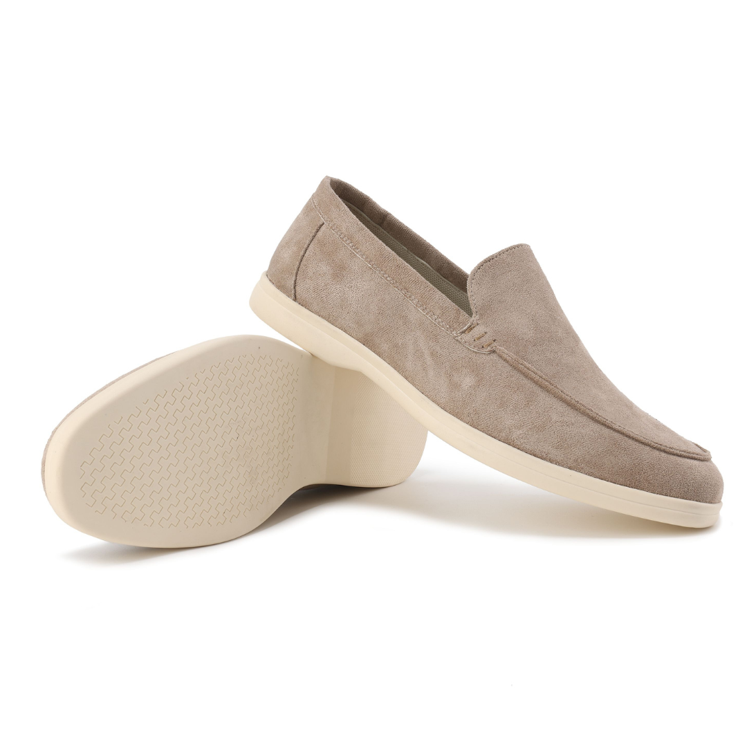 Comfortable Suede Loafers for Women with Moc Toe Slip On Elastic Gore Casual Style
