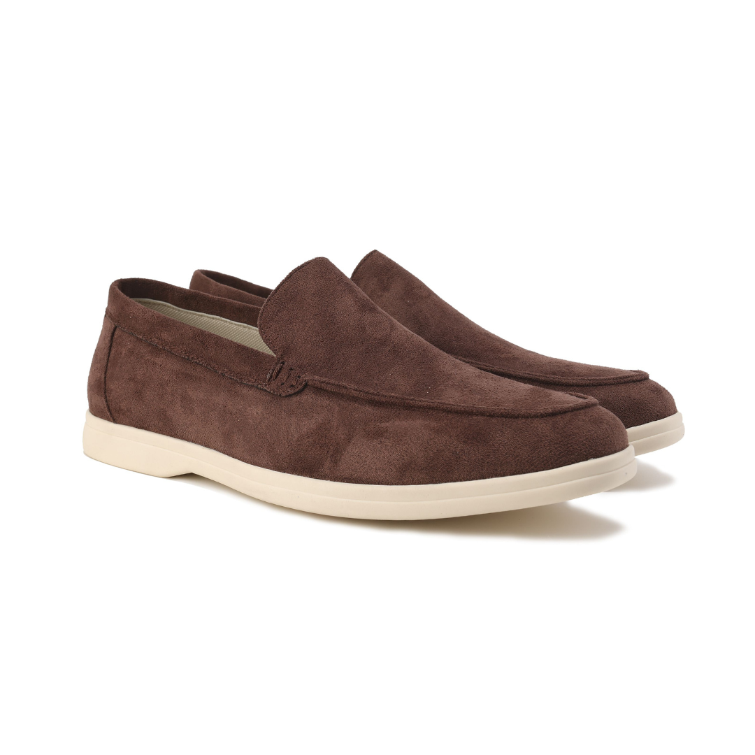 Comfortable Suede Loafers for Women with Moc Toe Slip On Elastic Gore Casual Style