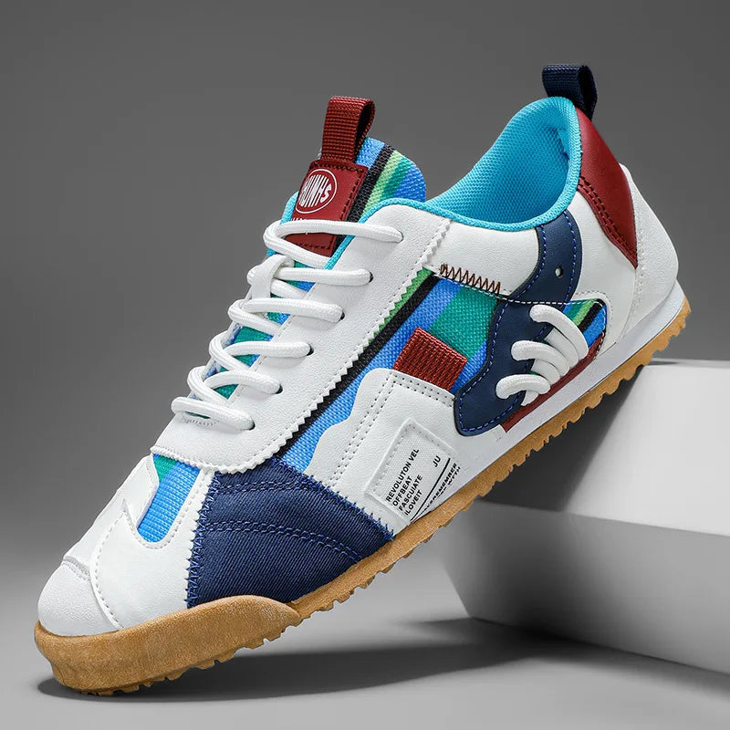 Stylish Colorblock Fashion Sneaker for Women with Lace Up Contrast Panel Chunky Sole Casual Style