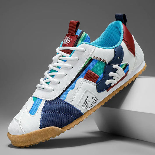 Stylish Colorblock Fashion Sneaker for Women with Lace Up Contrast Panel Chunky Sole Casual Style