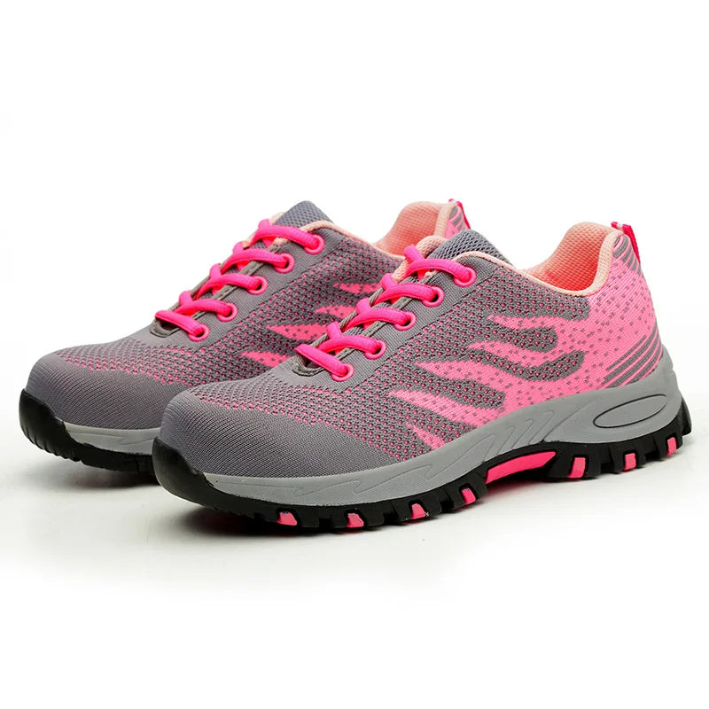 Stylish Knit Fashion Sneaker for Women with Lace Up Lug Sole Cushioned Trail Style