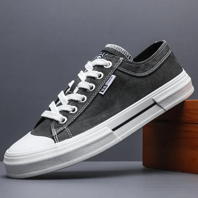 Comfortable Canvas Sneaker for Women with Lace Up Low Top Rubber Sole Casual Style
