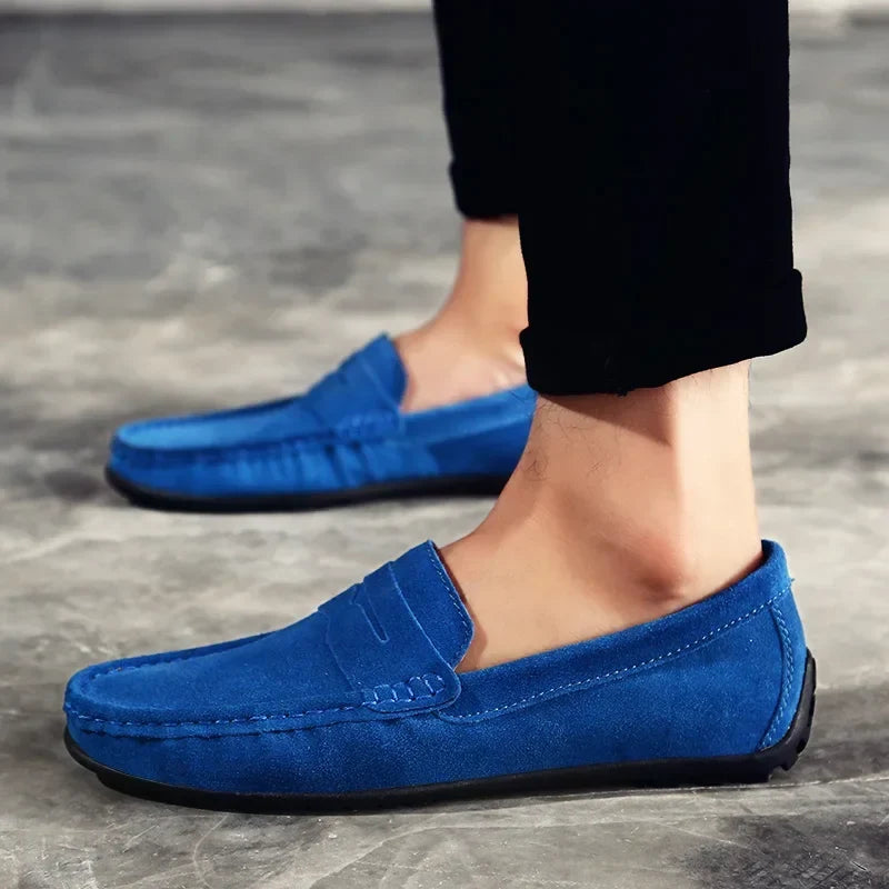 Stylish Suede Penny Loafer for Women with Moc Toe Slip On Rubber Sole Casual Style