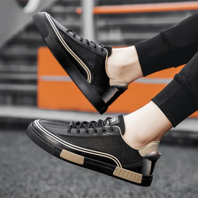 Stylish Mesh Colorblock Fashion Sneakers for Women with Lace Up Low Top Ribbed Sole Casual Style