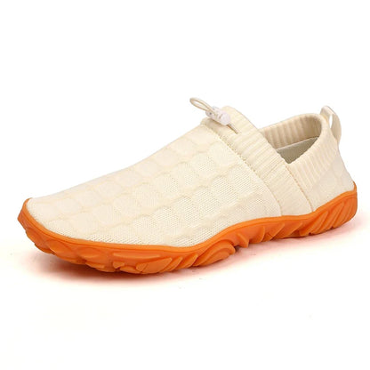 Comfortable Knit Slip On Sneaker for Women with Drawstring Closure Chunky Textured Sole Casual Style