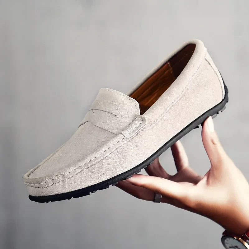 Stylish Suede Penny Loafer for Women with Moc Toe Slip On Rubber Sole Casual Style