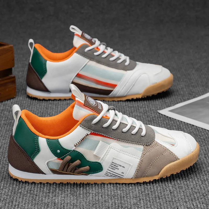 Stylish Colorblock Fashion Sneaker for Women with Lace Up Contrast Panel Chunky Sole Casual Style
