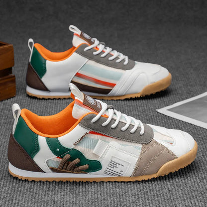 Stylish Colorblock Fashion Sneaker for Women with Lace Up Contrast Panel Chunky Sole Casual Style