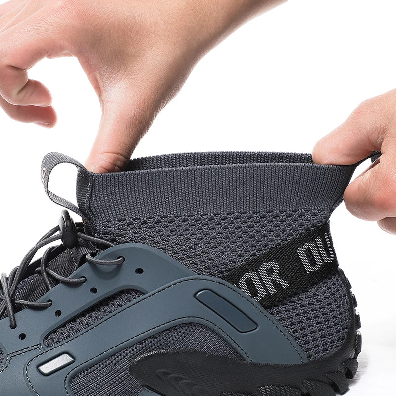 Comfortable Mesh Hiking Sneaker for Women with Lace Up Sock Collar Lug Sole Outdoor Style