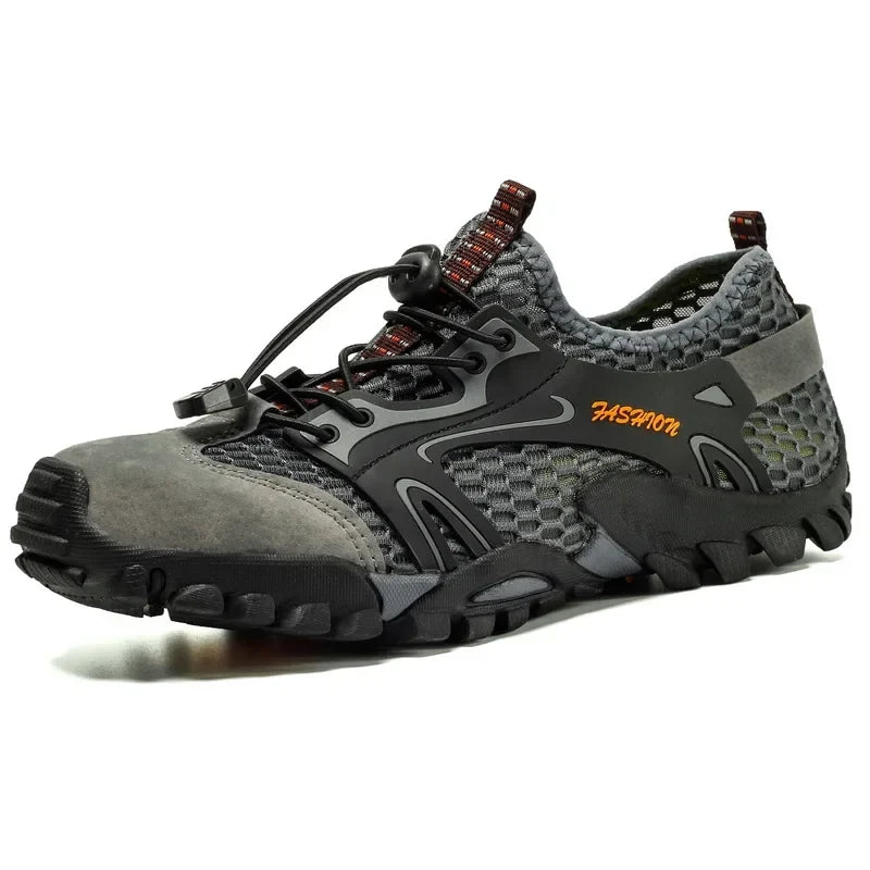 Effortless Mesh Trail Sneaker for Women with Lace Up Chunky Lugged Outsole Sporty Style