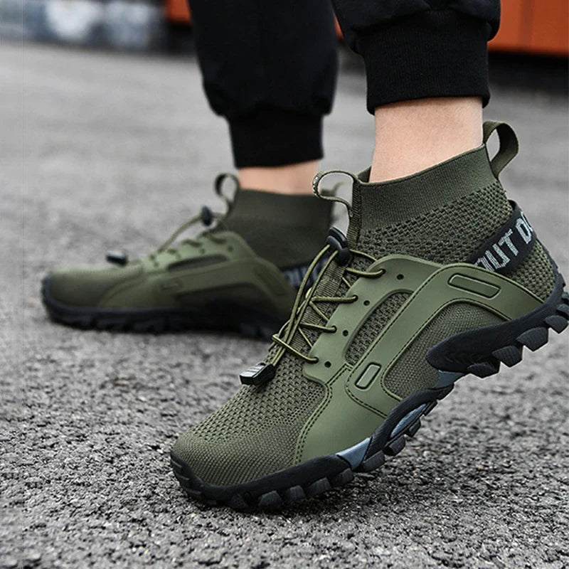 Comfortable Mesh Hiking Sneaker for Women with Lace Up Sock Collar Lug Sole Outdoor Style