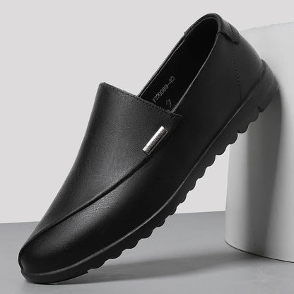 Effortless Leather Loafer for Women with Round Toe Slip On Stitched Detail Casual Style