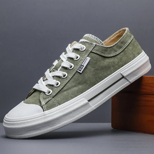 Comfortable Canvas Sneaker for Women with Lace Up Low Top Rubber Sole Casual Style
