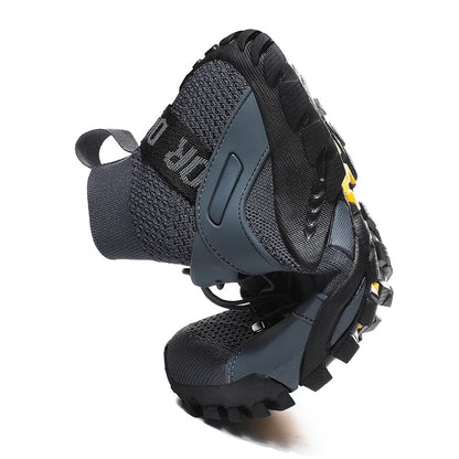 Comfortable Mesh Hiking Sneaker for Women with Lace Up Sock Collar Lug Sole Outdoor Style