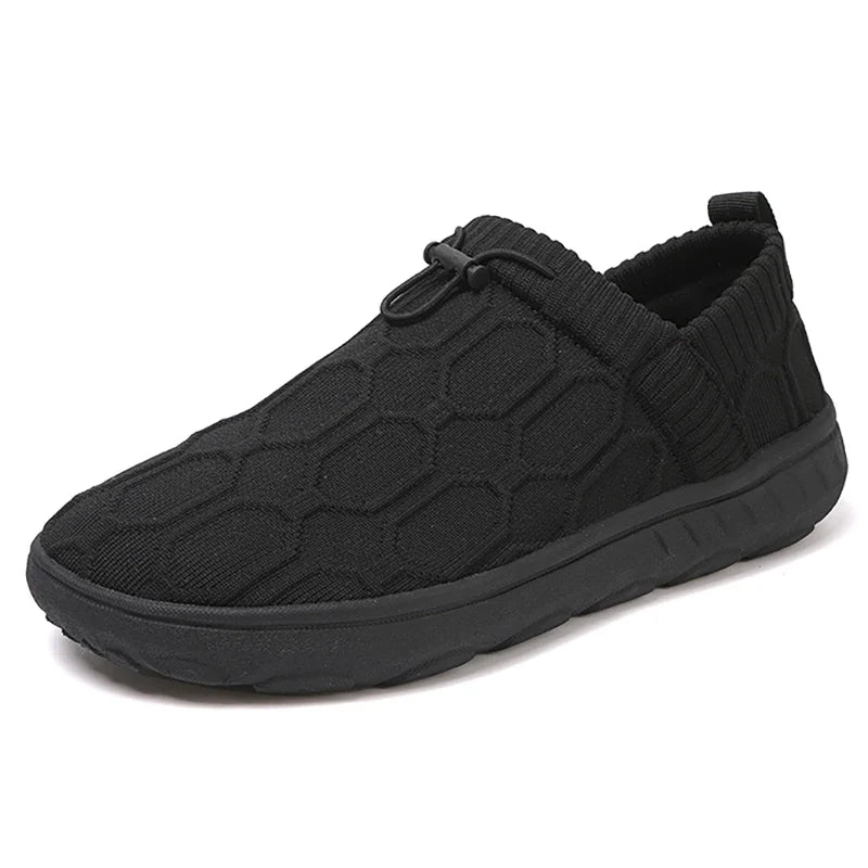 Comfortable Knit Slip On Sneaker for Women with Drawstring Closure Honeycomb Texture Cushioned Sole Casual Style
