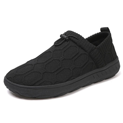 Comfortable Knit Slip On Sneaker for Women with Drawstring Closure Honeycomb Texture Cushioned Sole Casual Style