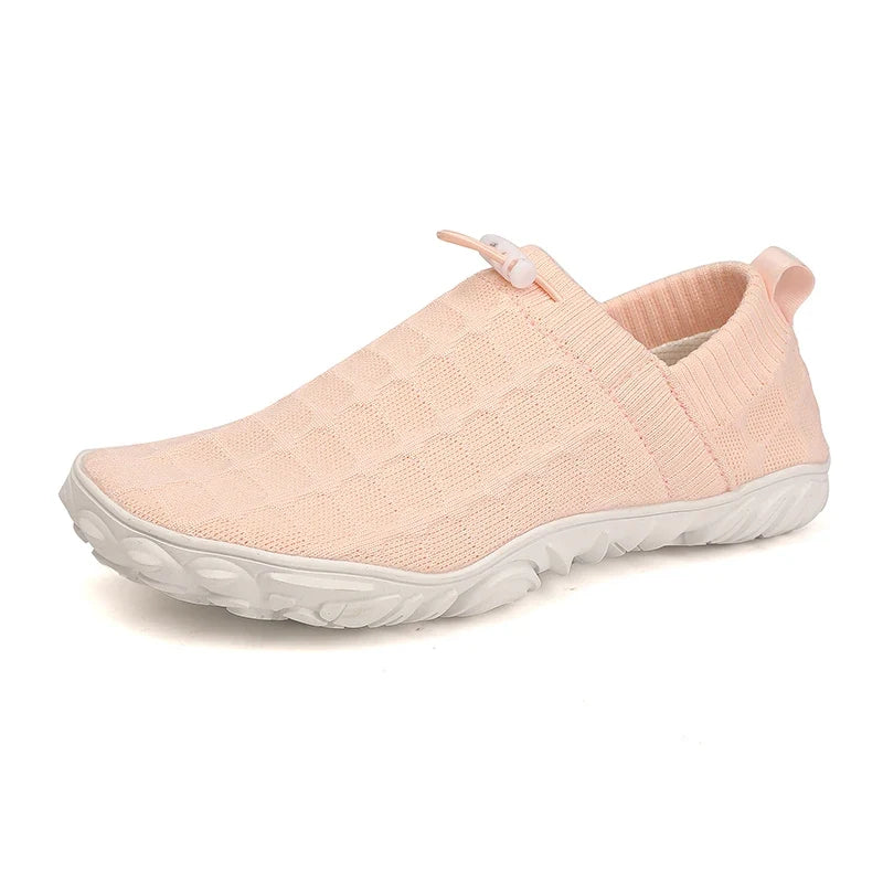 Comfortable Knit Slip On Sneaker for Women with Drawstring Closure Chunky Textured Sole Casual Style