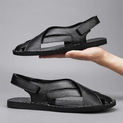 Comfortable Leather Fisherman Sandal for Women with Crisscross Strap Closed Toe Adjustable Style