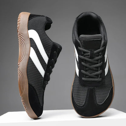 Effortless Canvas Fashion Sneaker for Women with Lace Up Contrast Stripe Gum Sole Casual Style