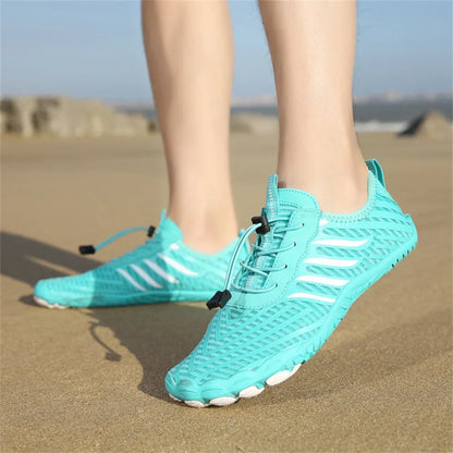 Effortless Quick Dry Water Shoes for Women with Toggle Lace Barefoot Sole Sport Style
