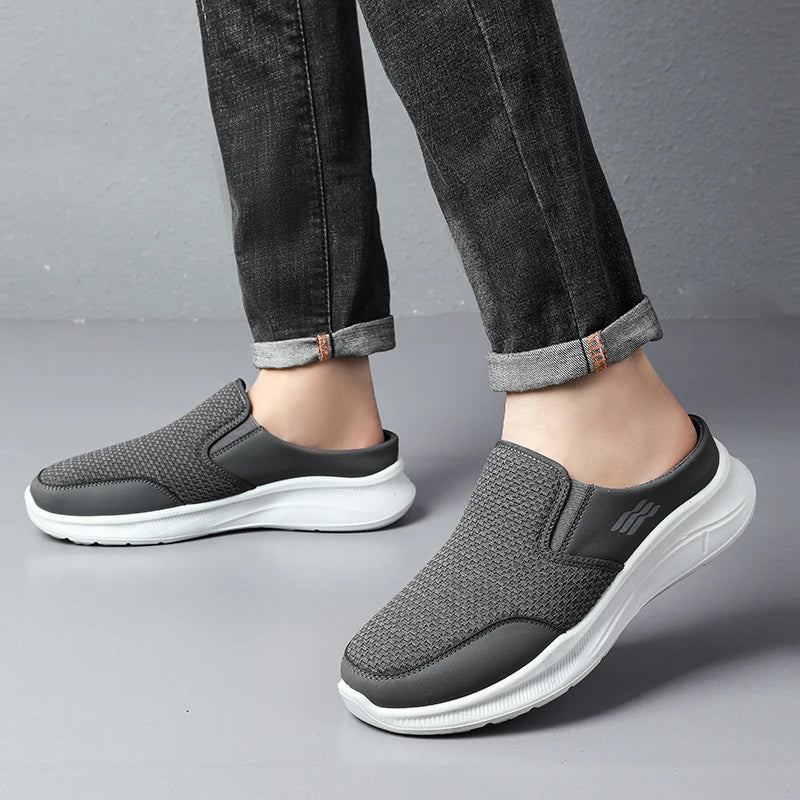Effortless Mesh Mule Sneaker for Women with Backless Round Toe Chunky Sole Casual Style