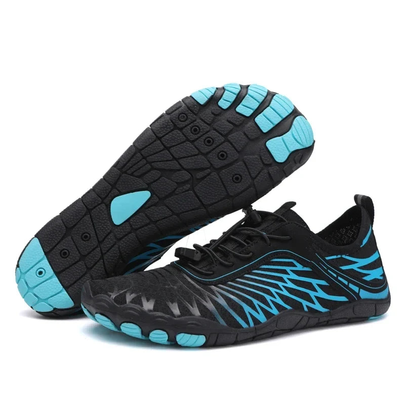Effortless Knit Mesh Fashion Sneakers for Women with Lace Up Toggle Barefoot Toe Trail Style