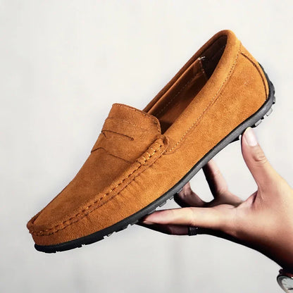 Stylish Suede Penny Loafer for Women with Moc Toe Slip On Rubber Sole Casual Style
