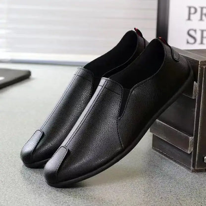 Stylish Faux Leather Slip On Loafer for Women with Round Toe Elastic Panel Rubber Sole Casual Style