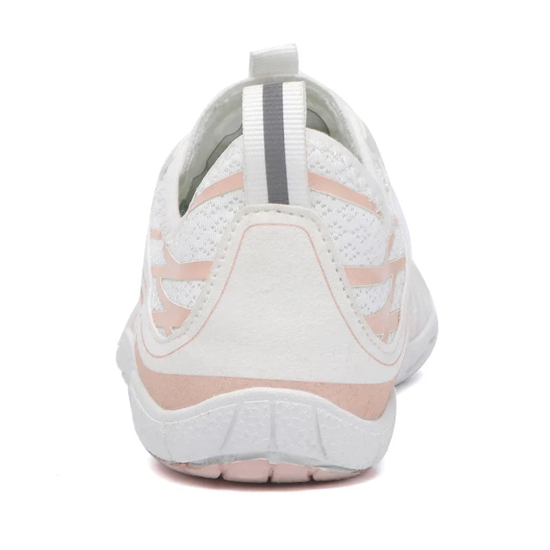 Effortless Knit Mesh Fashion Sneakers for Women with Lace Up Toggle Barefoot Toe Trail Style