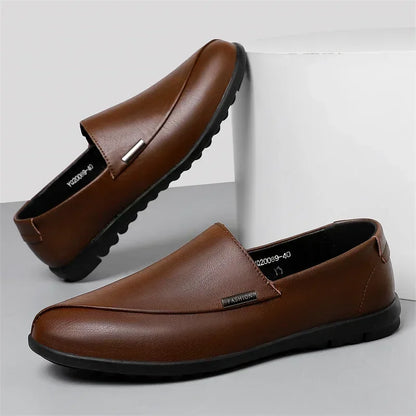 Effortless Leather Loafer for Women with Round Toe Slip On Stitched Detail Casual Style