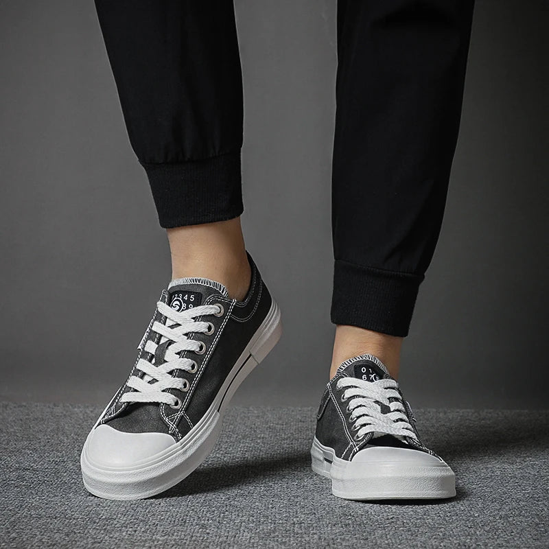 Comfortable Canvas Sneaker for Women with Lace Up Low Top Rubber Sole Casual Style