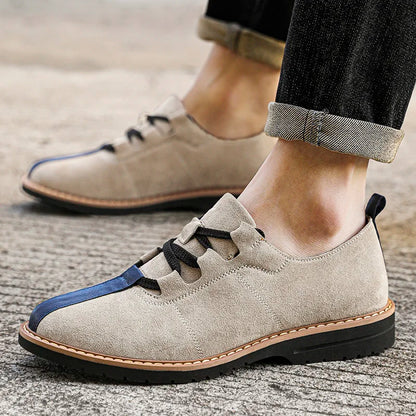 Effortless Suede Casual Shoes for Women with Lace Up Contrast Toe Low Top Style