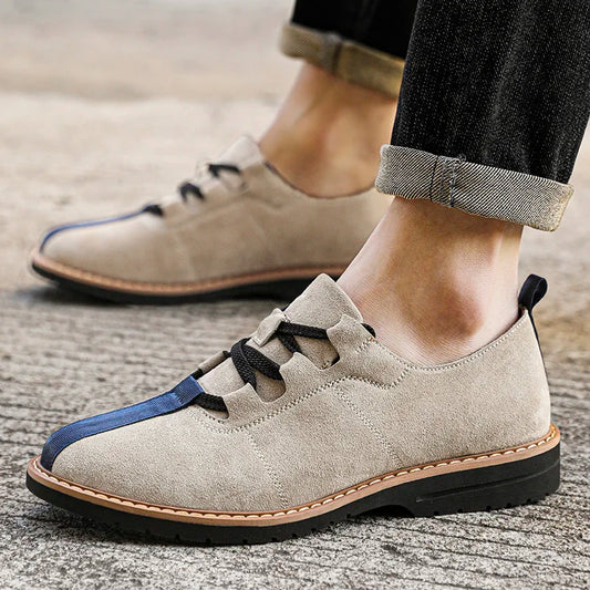Effortless Suede Casual Shoes for Women with Lace Up Contrast Toe Low Top Style