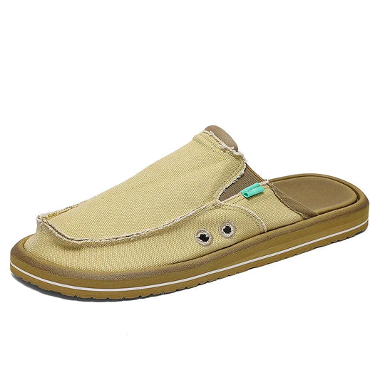 Effortless Canvas Mule for Women with Round Toe Backless Slip-On Casual Style