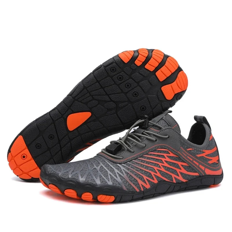 Effortless Knit Mesh Fashion Sneakers for Women with Lace Up Toggle Barefoot Toe Trail Style