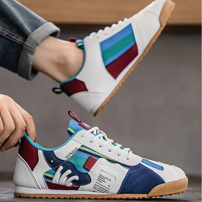 Stylish Colorblock Fashion Sneaker for Women with Lace Up Contrast Panel Chunky Sole Casual Style