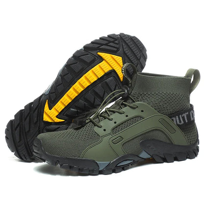 Comfortable Mesh Hiking Sneaker for Women with Lace Up Sock Collar Lug Sole Outdoor Style